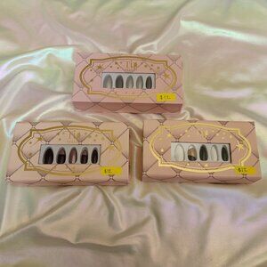 3 Sets Tip Beauty Nail art multi color glitter shiny Nails 28 Faux Nails & Glue